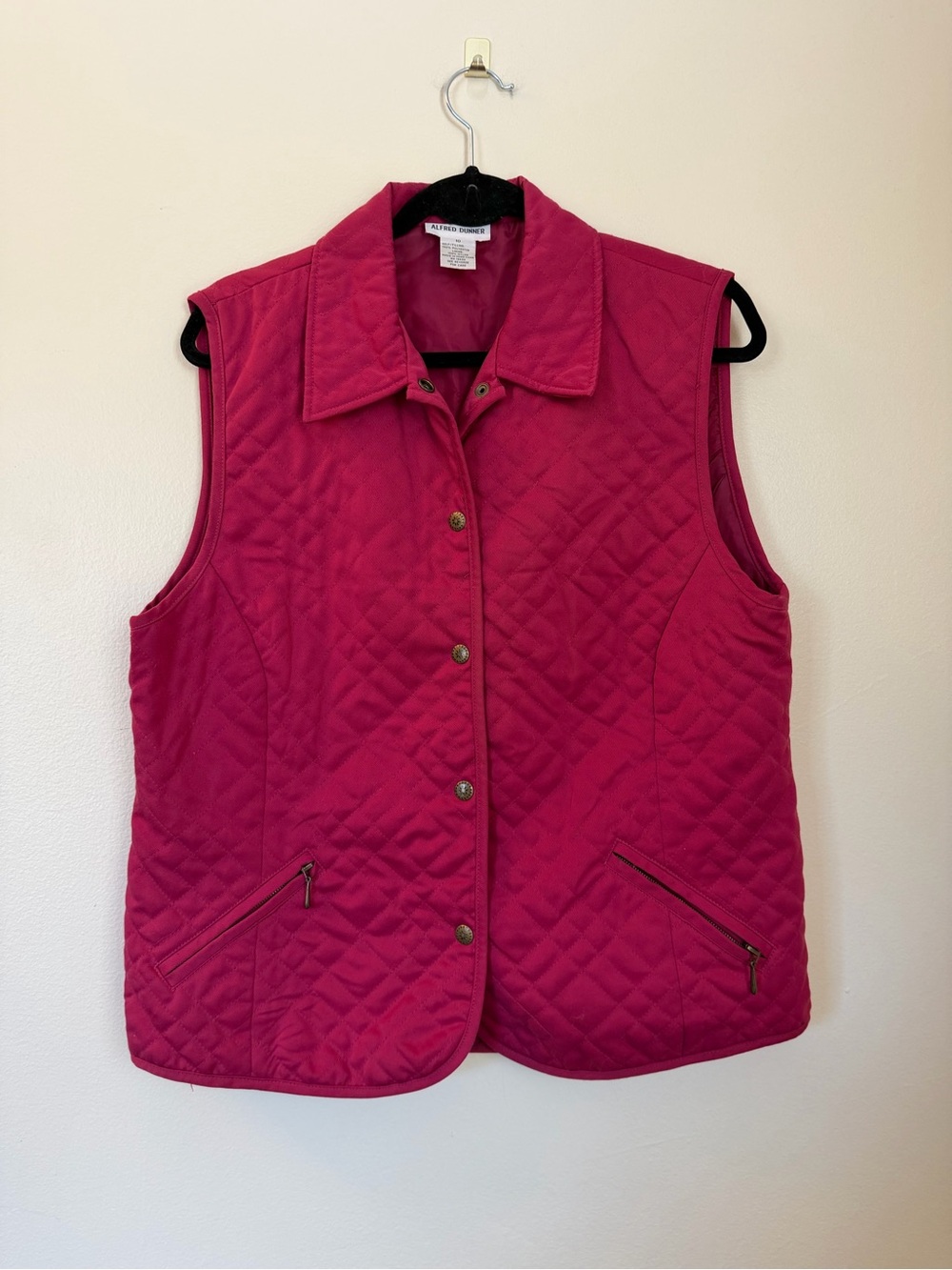 Alfred Dunner Hot Pink Quilted Sleeveless Vest Size 10